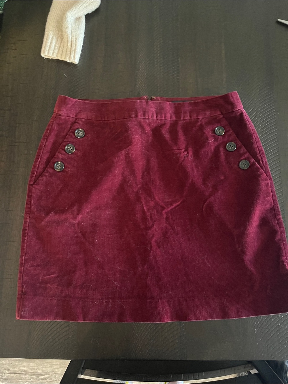 Banana Republic Burgundy Corduroy Button-Accent Mini Skirt